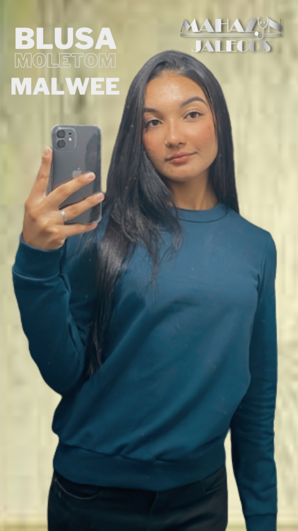 Blusa de Moletom com Elastano - Azul