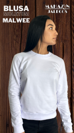 Blusa de Moletom com Elastano - Branco