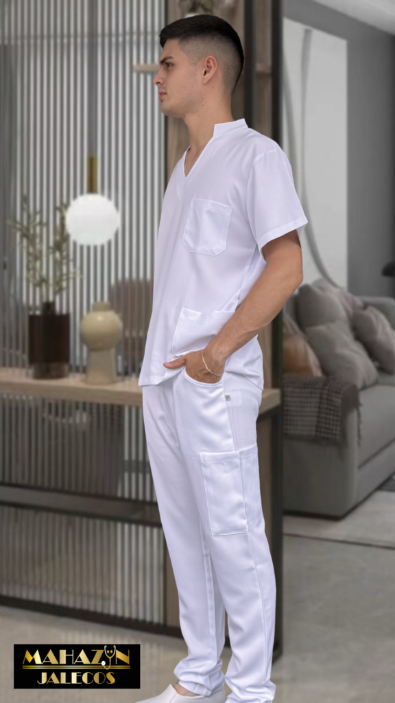 Scrub Masculino Gola U - Branco