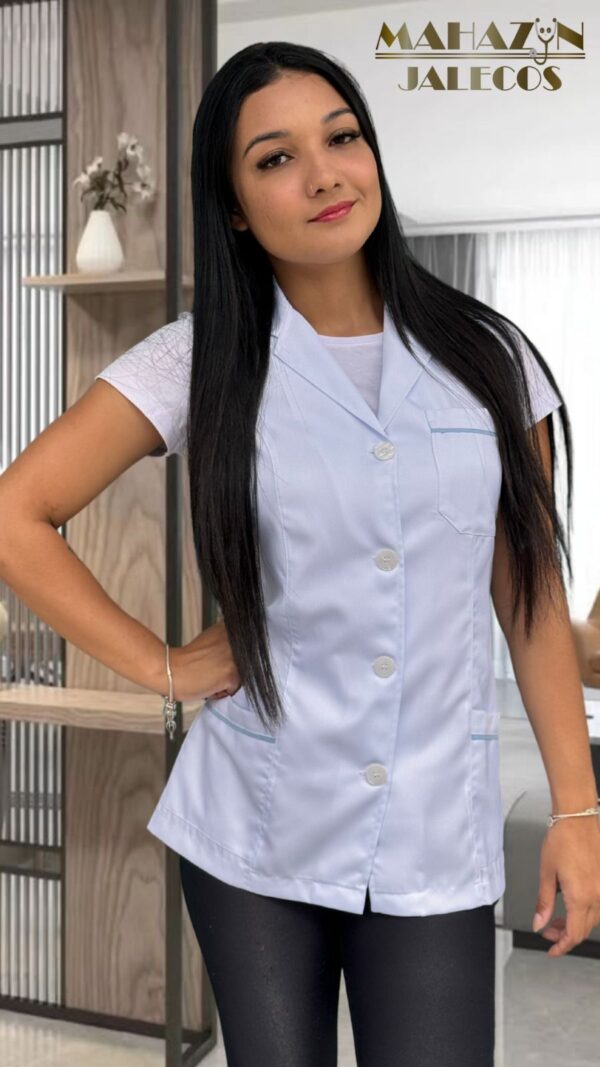 Jaleco Bianca - Detalhes Azuis